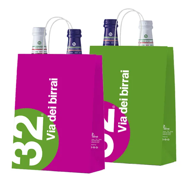 32 Via dei Birrai Voyage 32 shopper 2 bottiglie magenta verde