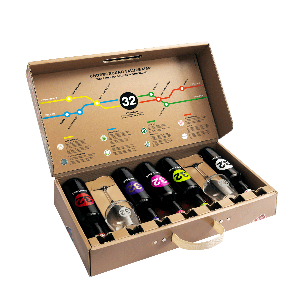 32 Via dei Birrai Voyage 32 box con calici 75 cl