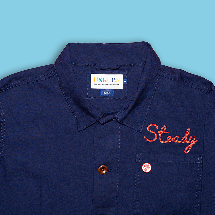 Deya Steady Rolling Man chore jacket indigo cotone organico