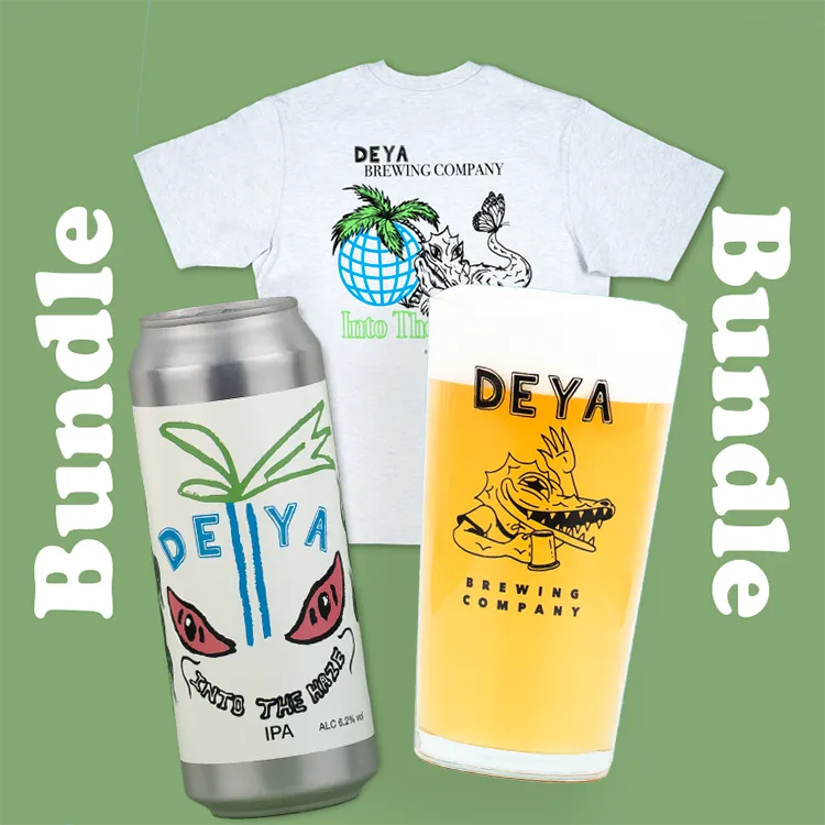 Deya Bundles Into the Haze IPA birra maglietta bicchiere