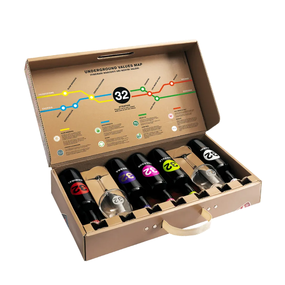 32 Via dei Birrai Voyage 32 box con calici 75 cl