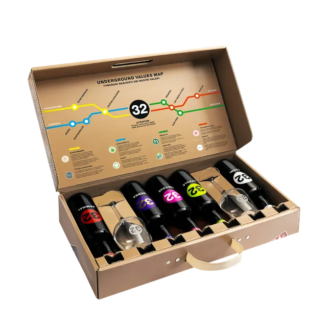 32 Via dei Birrai Voyage 32 birra box con calici dorata