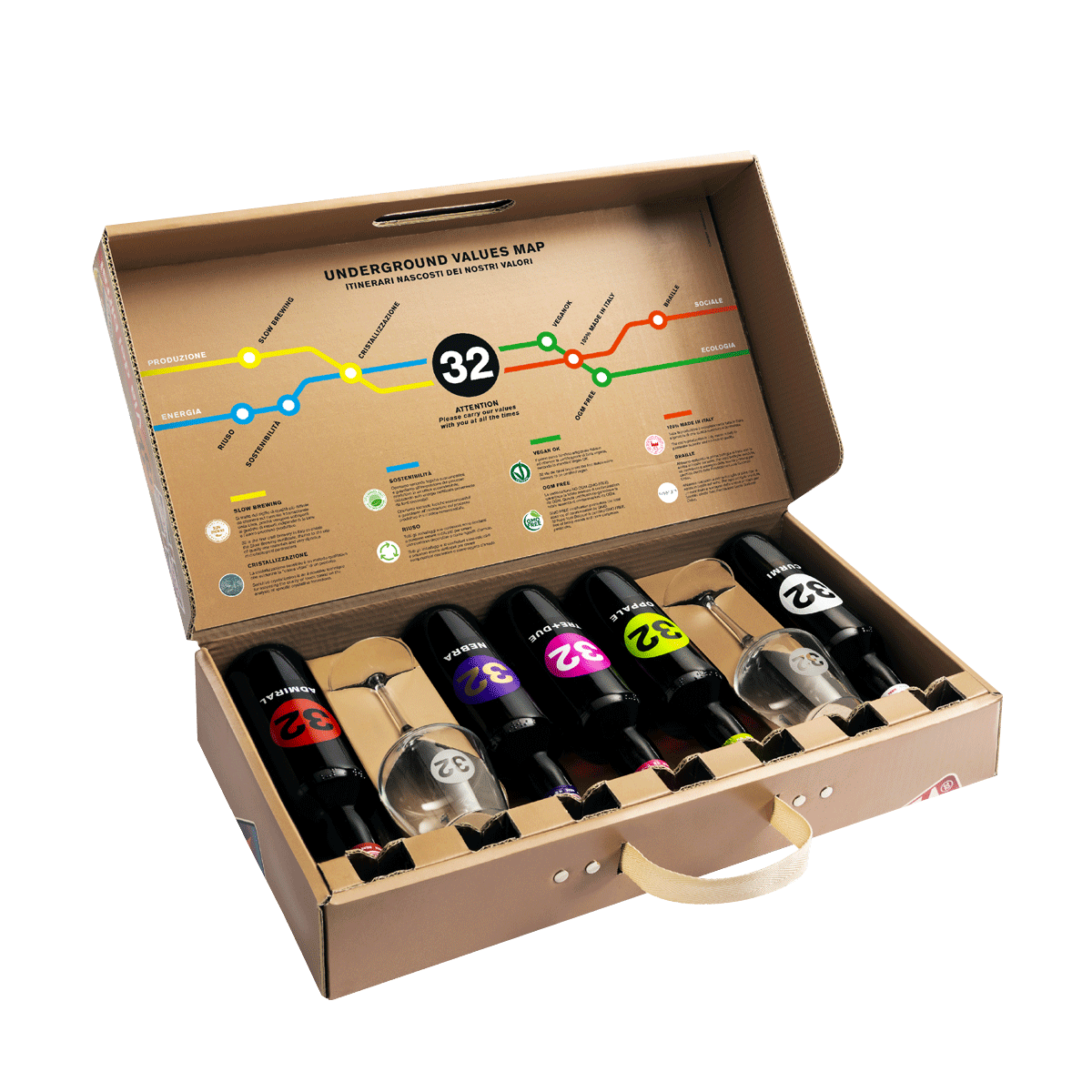 32 Via dei Birrai Voyage 32 birra con calici box regalo